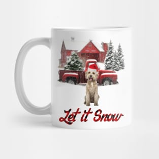 Goldendoodle Let It Snow Tree Farm Red Truck Christmas Mug